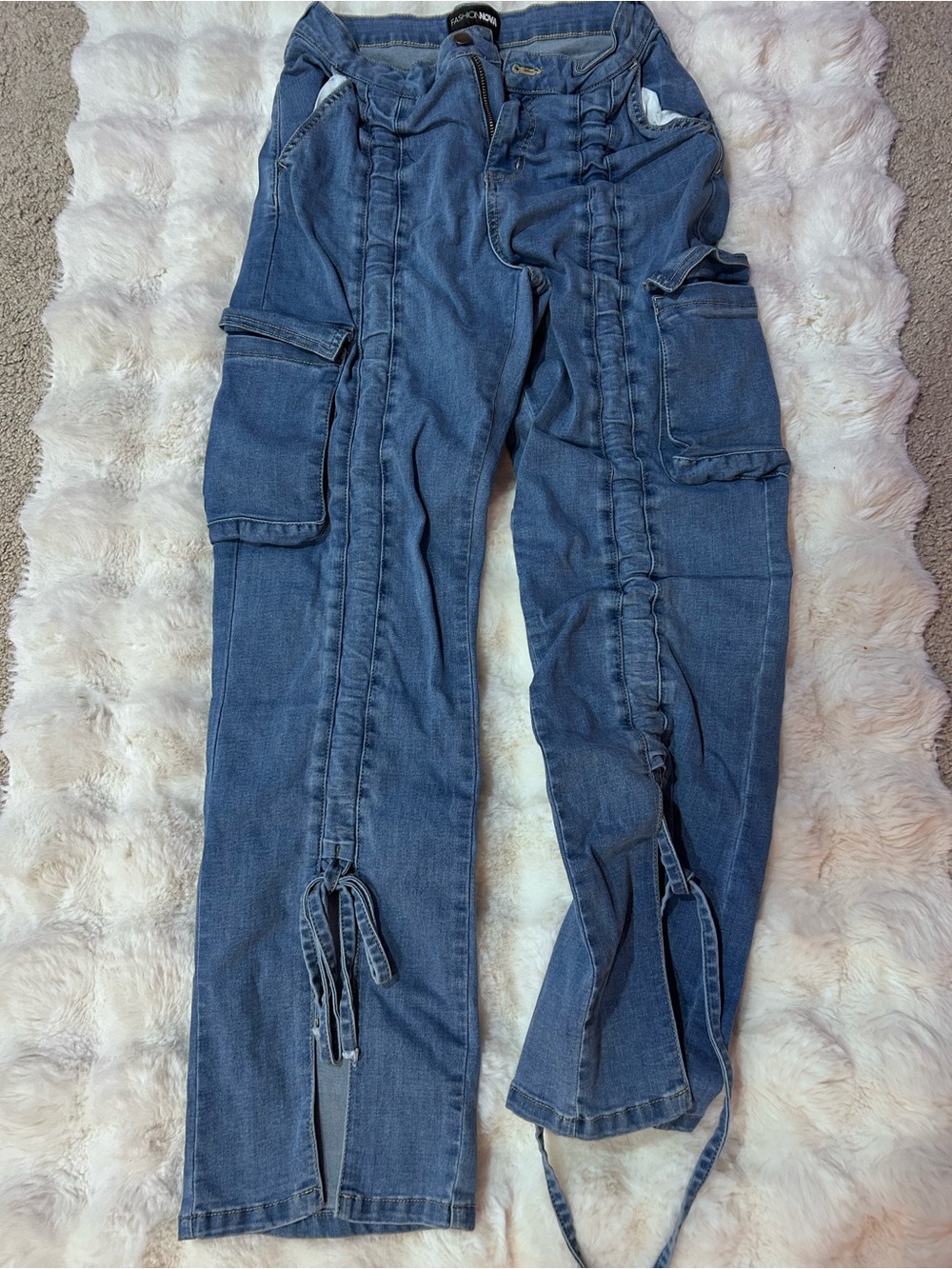 Dark Blue Cargo Drawstring Jeans